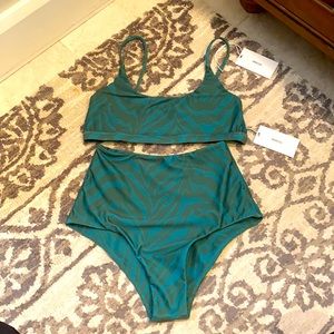 Mikoh Portola top and Lami bottom in Malachite, size M
